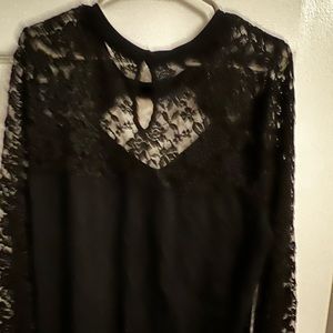 Torrid size 4 long sleeve black lace shirt